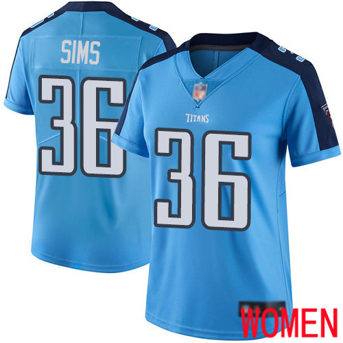 Tennessee Titans Limited Light Blue Women LeShaun Sims Jersey NFL Football #36 Rush Vapor Untouchable->women nfl jersey->Women Jersey